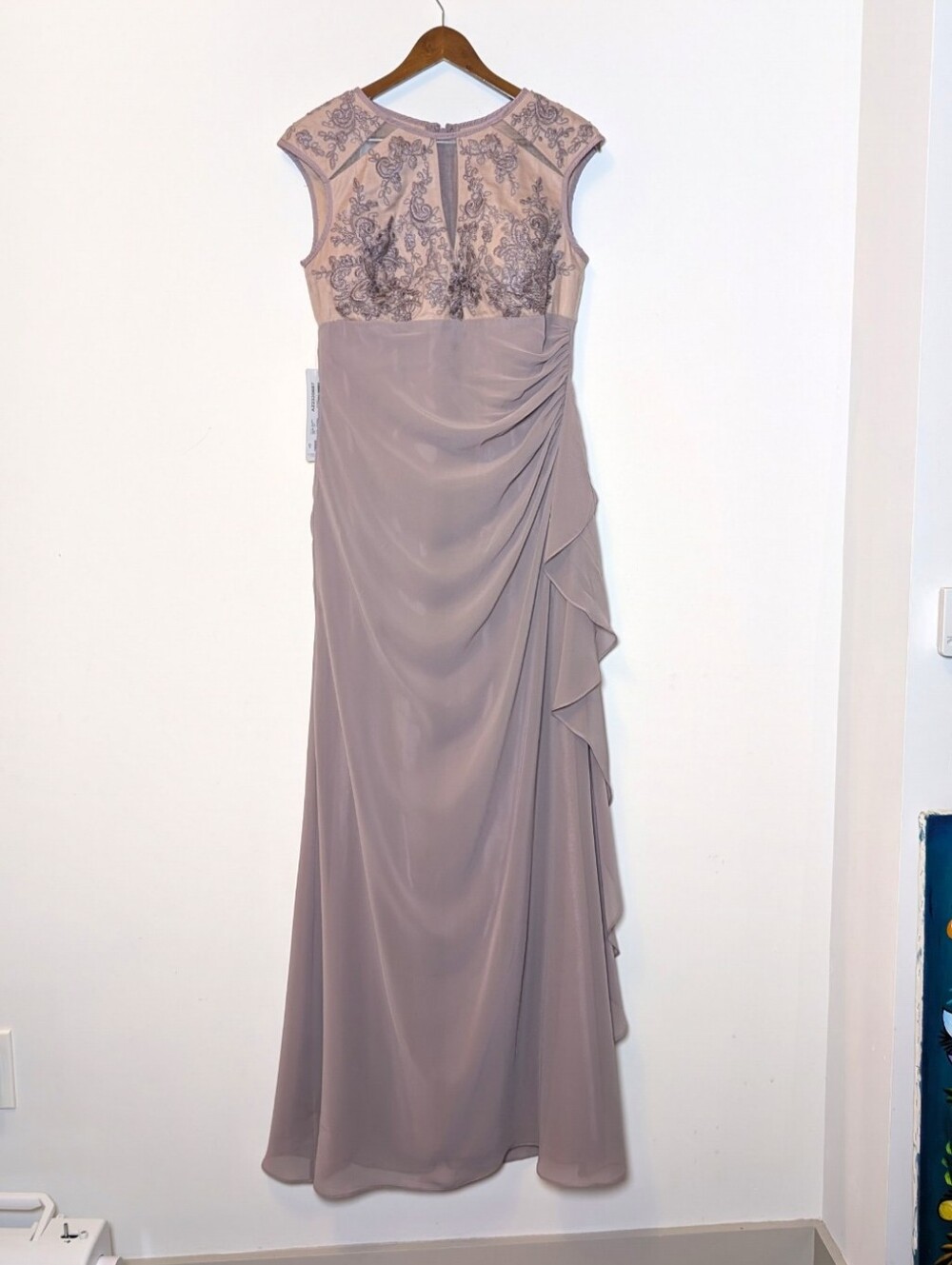 Azazie Dusk Mother Of The Bride Evening Chiffon Lace Gown Size 14
